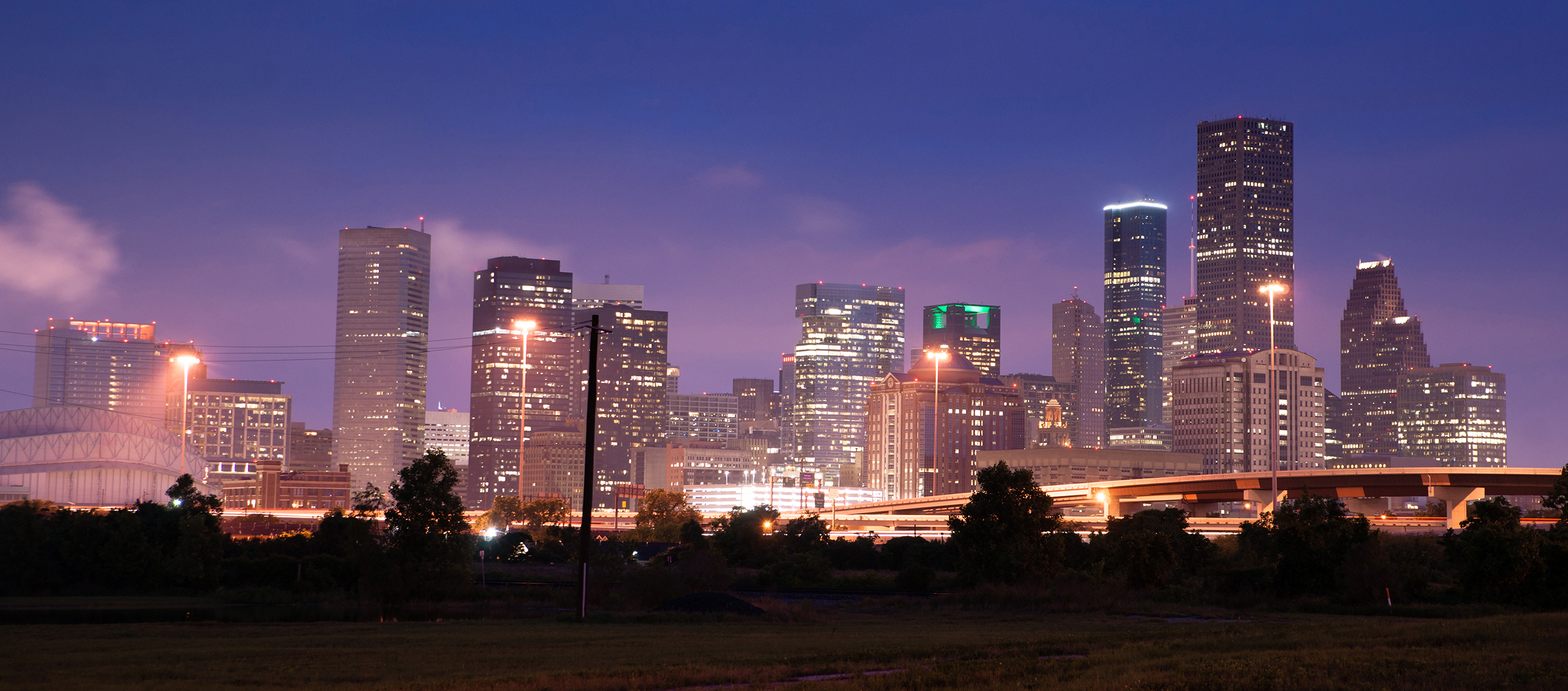 Night Panoramic Composition Downtown City Urban Skyline Houston Houston Residents Need Whole Home Water Filtration